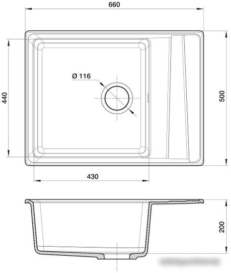 Кухонная мойка GranFest GF-LV-660L (иней) - фото товара