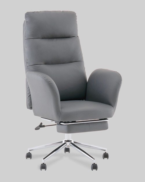 Офисное кресло TopChairs Solid с оттоманкой DD-004-OT серый – фото товара