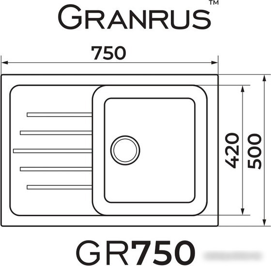Кухонная мойка Granrus GR-750 (черный) - фото товара
