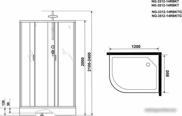 Душевая кабина Niagara NG-3312-14RBKT 120x80x200 - фото товара