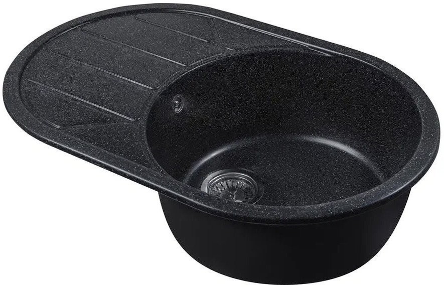 Кухонная мойка Marblan Elon R (черный,с сифоном) - фото товара