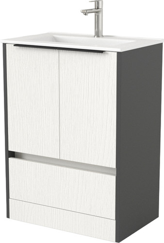 Дабер Тумба под умывальник 017 70 Т17.7.0.20Ч (белый древесный/серый/ручка черная) – изображение в каталоге