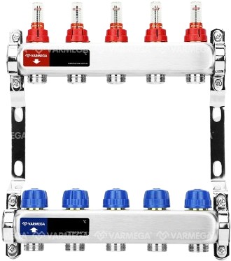 Запорная арматура Varmega Коллектор для теплого пола с расходомерами VM15105 ВР 1"