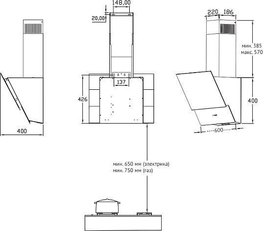 Кухонная вытяжка Korting KHC 65070 GN - фото товара