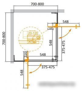 Душевой уголок Cezares SLIDER-A-2-70/80-BR-NERO - фото товара