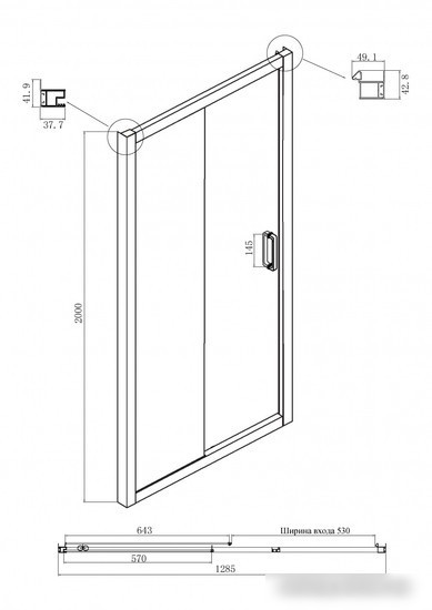 Душевая дверь Ambassador Forsa 130x200 17021119AX - фото товара