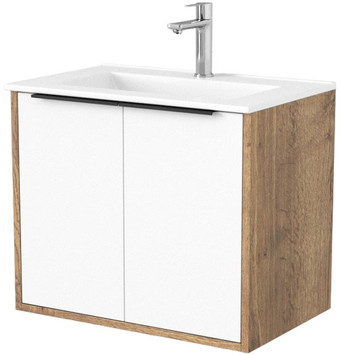 Дабер Тумба под умывальник 018 60 Т18.6.0.21Ч (дуб галифакс/белый/ручка черная) – изображение в каталоге