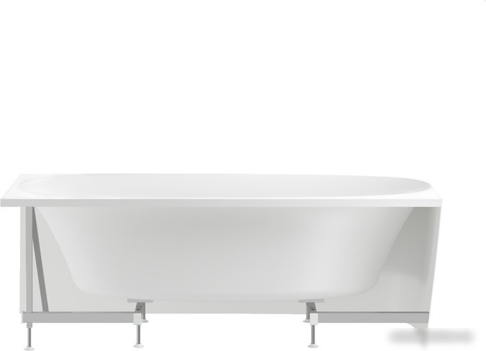 Ванна Wellsee Belle Spa 2.0 170x75 235805003 (пристенная ванна (левая) белый глянец, экран, каркас, сифон-автомат матовый черный) - фото товара