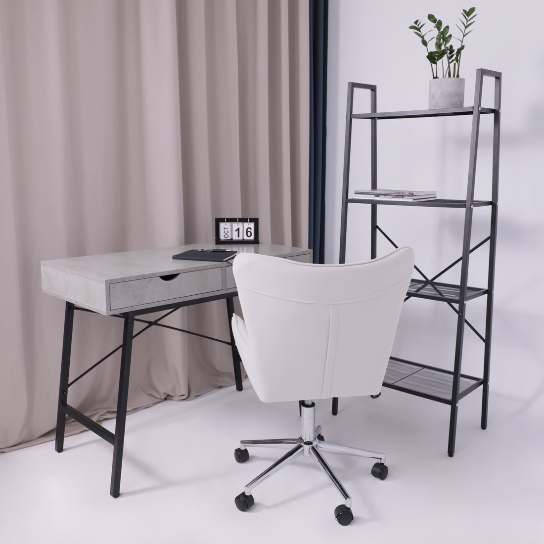 Офисное кресло AksHome Bella (chrome Kiton 701 велюр/белый антарктида) – фото товара