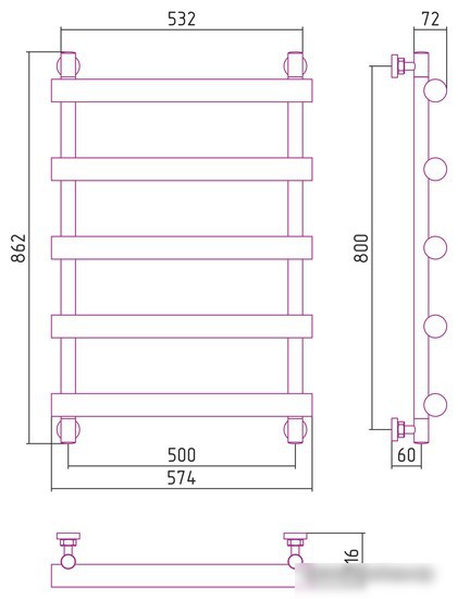 Полотенцесушитель Сунержа Атлант 800х500 15-0226-8050 - фото товара
