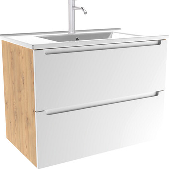 ЗОВ Тумба с умывальником Дион 80 D80LHO0M9003MKV5-OL80 (белый матовый/дуб) – изображение в каталоге