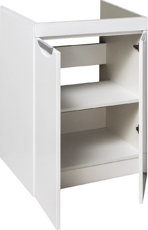 Runo Тумба с умывальником Runo Лира 60 + Гамма 120 лайт с правым крылом (напольная, белый) – фото товара